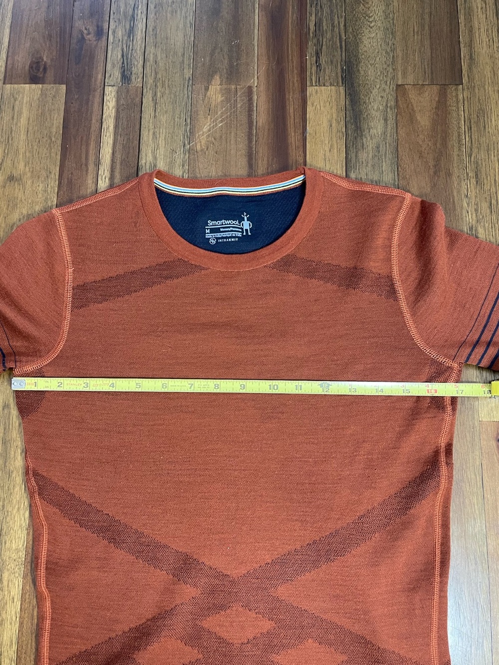 Smartwool Intraknit Rust Orange & Navy Long Sleeve Knit Top Women’s Size Medium - Picture 9 of 10
